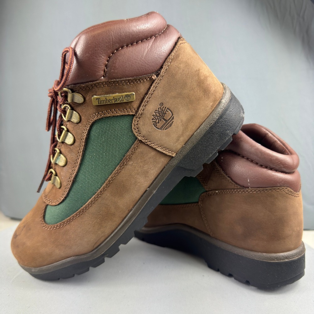 Timberland Field Boot Junior Big Kids Size 5.5 Brown Green Beef Broccoli 16937